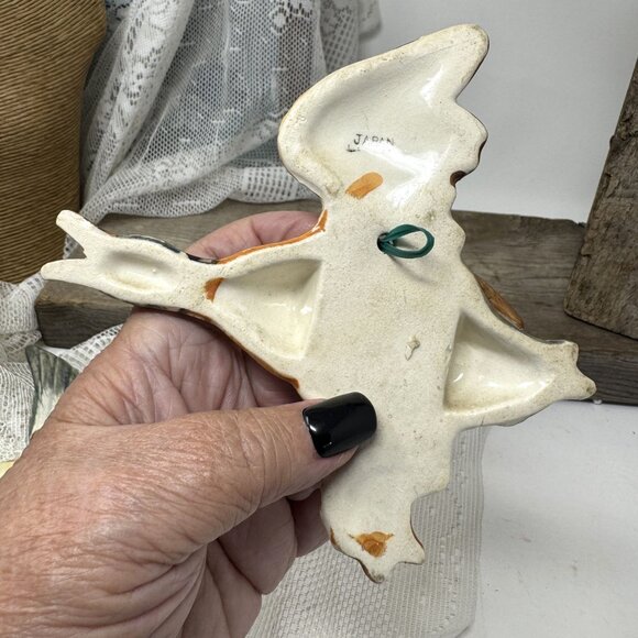 Vintage Ceramic Flying Mallard Duck Figurine Wall Pocket Planter Japan Mid-Centu - Picture 4 of 7